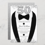 Tuxedo Suit Silver Mannen 50th Birthday Party Kaart<br><div class="desc">Tuxedo Suit Silver Mannen de Veranderingen van de Uitnodiging van de Partij van de Zondag van de 50e Geboortedag aan de uitnodiging en de passende punten in onze opslag</div>