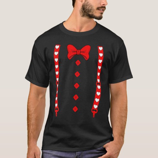 Tuxedo Suspenders en Stropdassen voor het hart T-shirt (Voorkant)