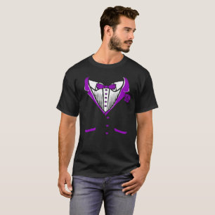 Tuxedo T-shirt met Paarse boog Stropdas