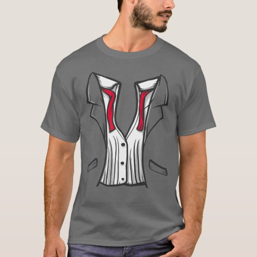 Tuxedo T-shirt met rood Stropdas (Voorkant)