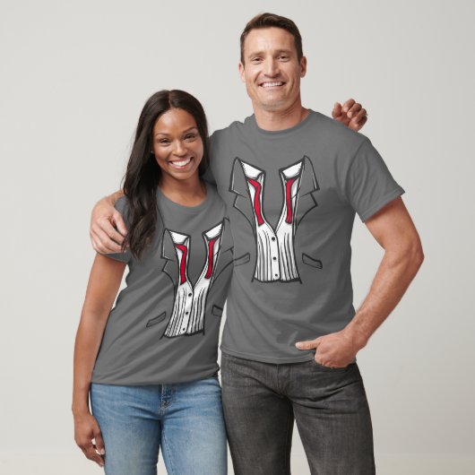 Tuxedo T-shirt met rood Stropdas (Unisex)