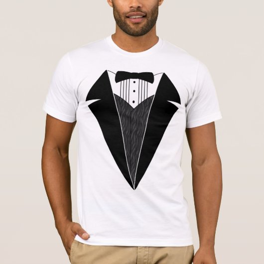 Tuxedo T-Shirt, White met Black Bowtie T-shirt (Voorkant)