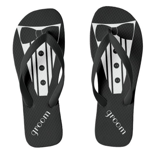 Tuxedo-Teenslippers | Grooms Beach Wedding Teenslippers (Voetbed)
