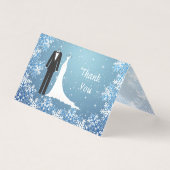 Tuxedo, toga, sneeuwvlokken op blauw Bedankt Kaart (Voorkant)