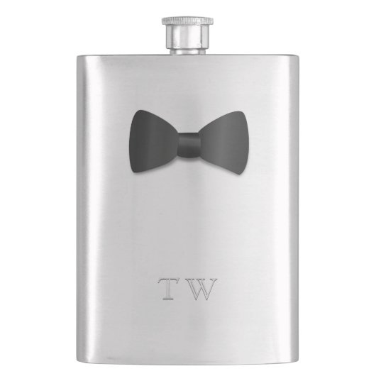 Tuxedo Trouwdas Monogram Zilveren Fles Heupfles (Voorkant)