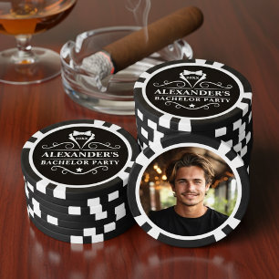 Tuxedo trouwfeest stropdas foto zwart poker chips