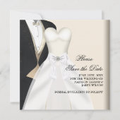 Tuxedo Trouwjurk Zwart Wit Save The Date (Voorkant)