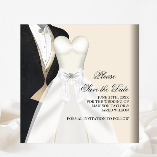 Tuxedo Trouwjurk Zwart Wit Save The Date