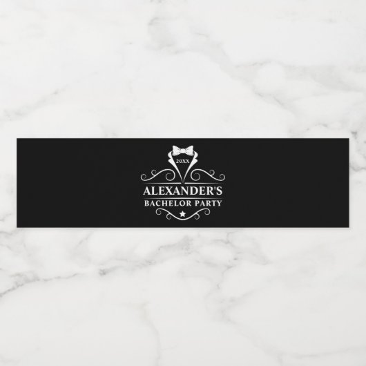 Tuxedo trouwpak das zwart waterfles etiket (Enkel label)