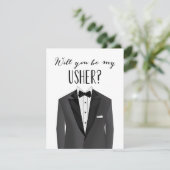Tuxedo Usher | Uitnodiging voor groomsman (Staand voorkant)