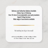 Tuxedo-vak voor formeel pak, aangepast vierkante visitekaartje (Achterkant)