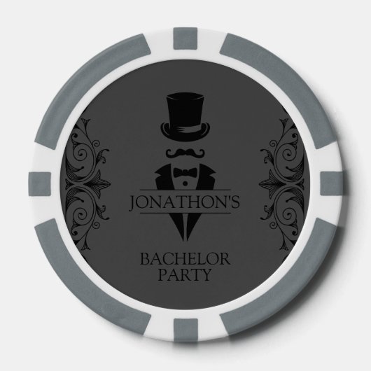 Tuxedo Verlovingsfeestje Grijs Poker Chips (Voorkant)