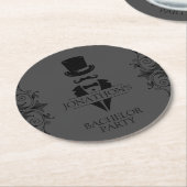Tuxedo vrijgezellenfeest grijs ronde kartonnen onderzetter (Gebogen)