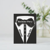 Tuxedo vrijgezellenfeest jongens nacht uit uitnodiging briefkaart (Staand voorkant)