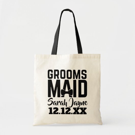 Tuxedo Wedding Bow Stropdas Groomsmaid Canvas tas (Voorkant)