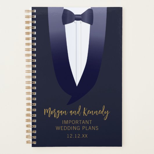 Tuxedo Wedding Bridal Party - Gepersonaliseerde pl Planner (Voorkant)