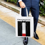 Tuxedo Wedding Groomsman Swag Bag Herbruikbare Boodschappentas<br><div class="desc">Moet je groomsmen hun zwoegje bij je bruiloft dragen? Grappig tuxedo grafisch met ruimte voor hun naam of houd de Groomsman tekst.</div>