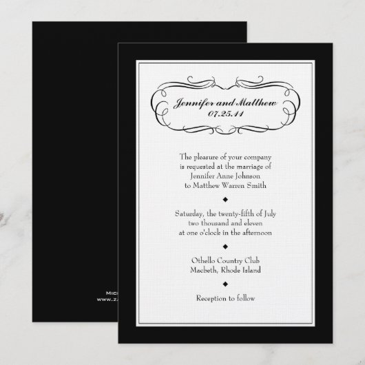 Tuxedo Wedding Invitation on Linen Paper Kaart (Voorkant / Achterkant)