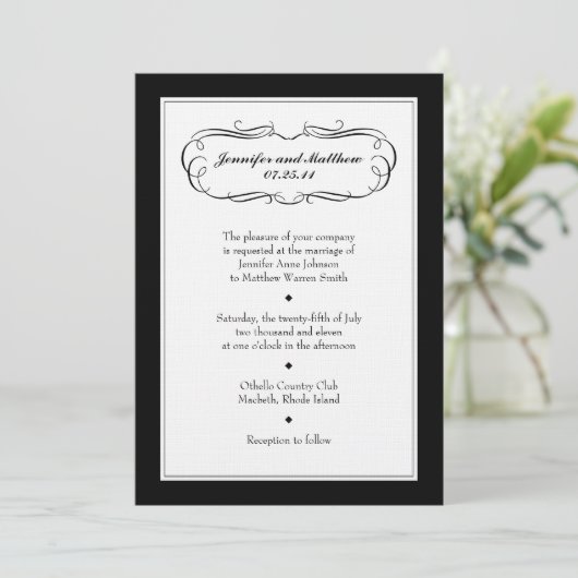 Tuxedo Wedding Invitation on Linen Paper Kaart (Staand voorkant)