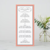 Tuxedo Wedding Menu in Koraal en Grijs (Staand voorkant)