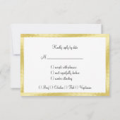 Tuxedo, White Rose Gold & Black Wedding RSVP Kaart (Achterkant)