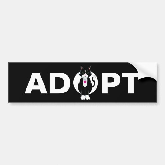Tuxedo Wilde Kat Adopteren Bumpersticker (Voorkant)