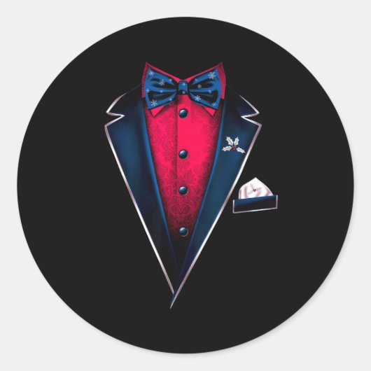 Tuxedo With Bowtie For Christmas And Special Occas Ronde Sticker (Voorkant)