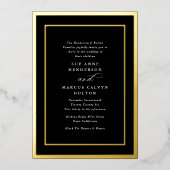 Tuxedo zwart kalligrafie gouden Lijst bruiloft Folie Uitnodiging (Voorkant)