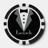Tuxedo Zwart Pak Persoonlijk Poker Chips (Voorkant)
