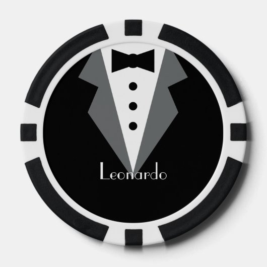 Tuxedo zwart Stropdas gepersonaliseerd Poker Chips (Voorkant)