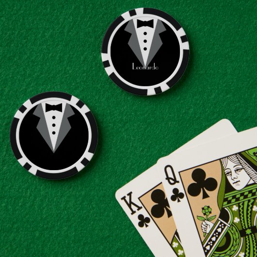 Tuxedo zwart Stropdas gepersonaliseerd Poker Chips (Pokertafel (Dubbel))
