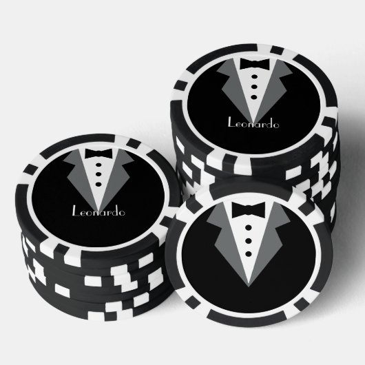 Tuxedo zwart Stropdas gepersonaliseerd Poker Chips (Opstapeling)