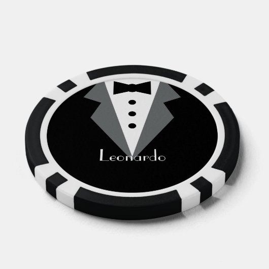 Tuxedo zwart Stropdas gepersonaliseerd Poker Chips (Enkel)