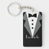 Tuxedo zwart Stropdas gepersonaliseerd Sleutelhanger (Voorkant)