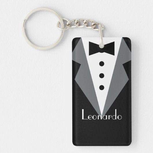 Tuxedo zwart Stropdas gepersonaliseerd Sleutelhanger (Voorkant)