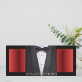 Tuxedo Zwart stropdas rood en zwart Kaart (Staand voorkant)