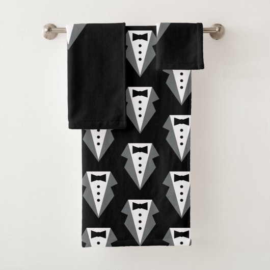 Tuxedo zwart Stropdas Vaderdag Bad Handdoek (Insitu)