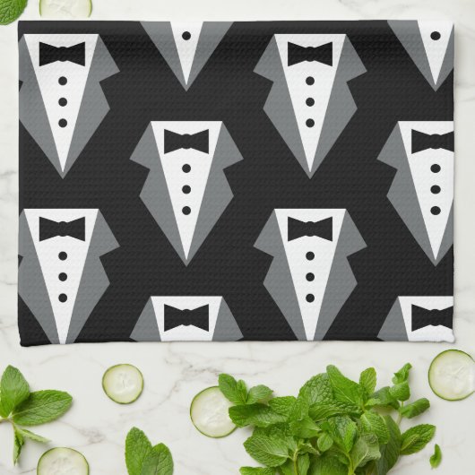 Tuxedo zwart Stropdas Vaderdag Theedoek (Gevouwen)