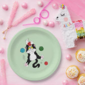 Tuxedo Zwart Wit Kerst Katten Papieren Bordje (Feest)