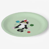 Tuxedo Zwart Wit Kerst Katten Papieren Bordje (Gekanteld)