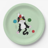 Tuxedo Zwart Wit Kerst Katten Papieren Bordje (Voorkant)