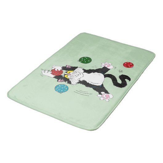 Tuxedo Zwart Wit Kerstmis Kat Badmat (Gekanteld)