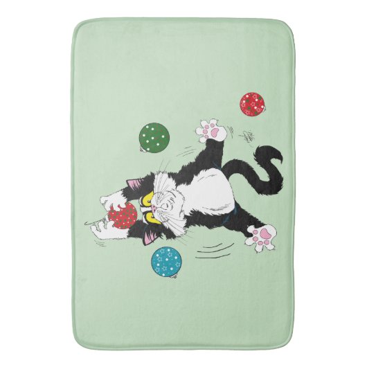 Tuxedo Zwart Wit Kerstmis Kat Badmat (Voorkant Verticaal)
