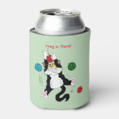 Tuxedo Zwart Wit Kerstmis Kat Blikjeskoeler (Blikje Voorkant)