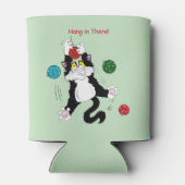 Tuxedo Zwart Wit Kerstmis Kat Blikjeskoeler (Achterkant)