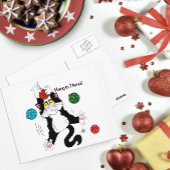 Tuxedo Zwart Wit Kerstmis Kat Briefkaart
