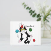 Tuxedo Zwart Wit Kerstmis Kat Briefkaart (Staand voorkant)