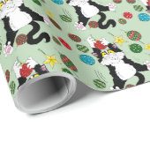 Tuxedo Zwart Wit Kerstmis Kat Cadeaupapier (Rol Hoek)