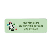 Tuxedo Zwart Wit Kerstmis Kat Etiket (Voorkant)