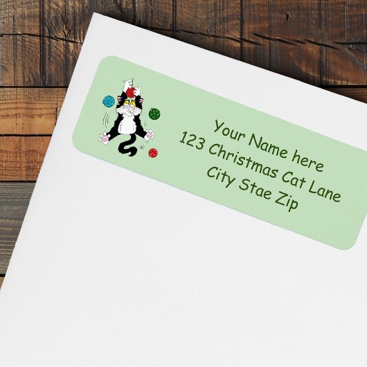 Tuxedo Zwart Wit Kerstmis Kat Etiket